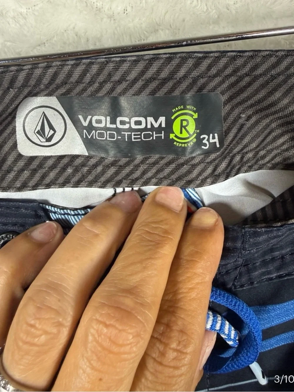 Volcom Men's Blue Multi-Stripe Boardshorts
